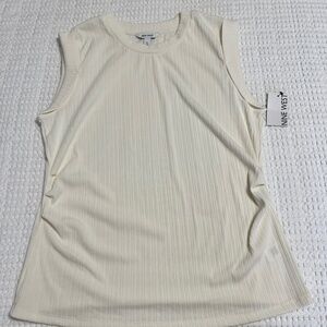 Nine West Cap Sleeve Textured Crewneck Top